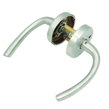 Door Lock Brass Door Handle with Round Rosette Mortise