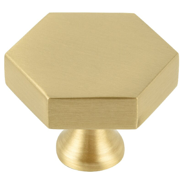 Solid Brass Hexagon Cabinet Knob – Modern Drawer Pull Handle