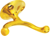 Utility Double Coat Hook W/Knob Ends - Polished Brass