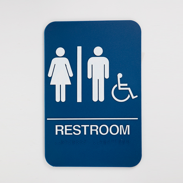 Women's/Men's/Handicap Plastic Signboard , Blue With Raised White Lettering