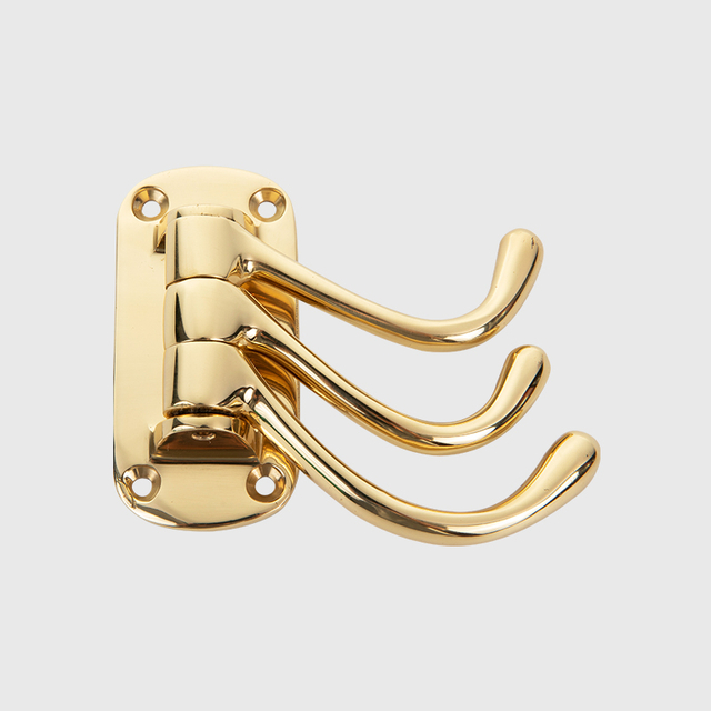 Polished Brass Triple Coat Hook 