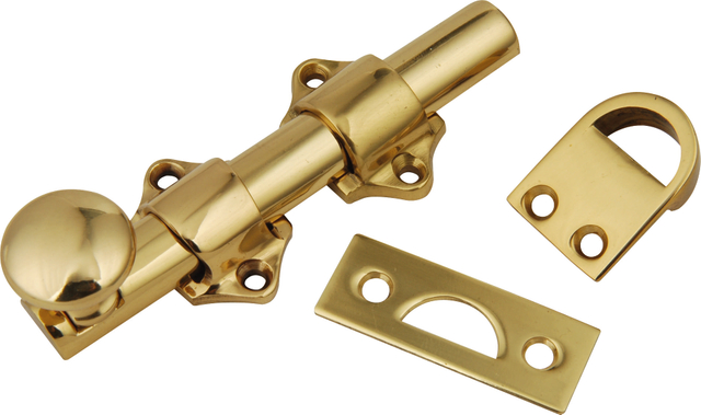 Solid Brass Barrel Bolt Door Latch with Round Knob – Heavy Duty Sliding Bolt Lock