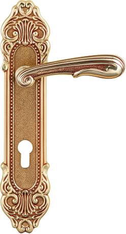 Luxury Antique Brass Door Lever Handle on Decorative Backplate